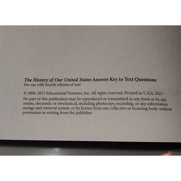Abeka "The History of Our United States Answer Key to Text Questions" (Fourth Ed - Picture 3 of 4